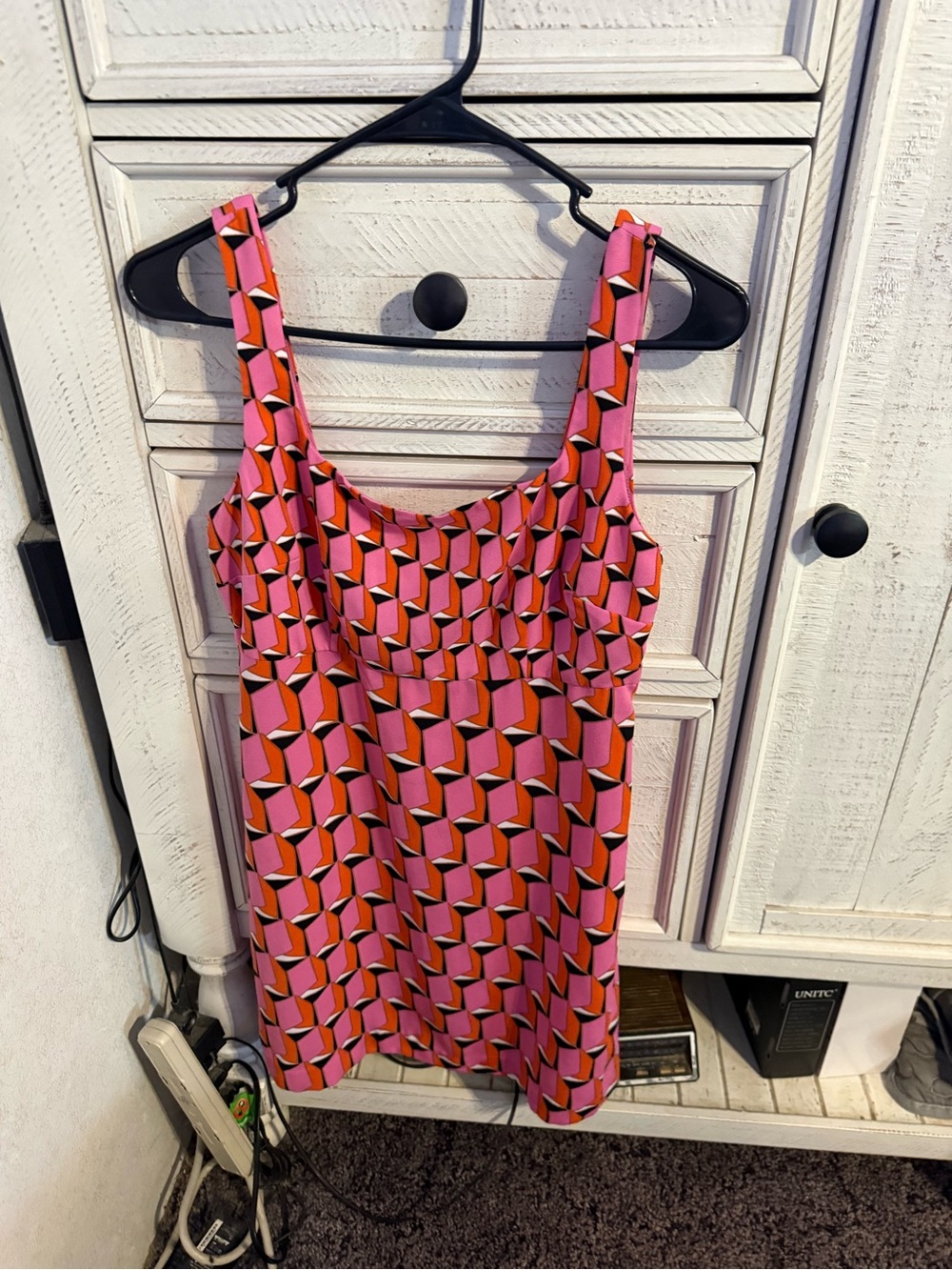 Diane Von Furstenberg Pink & Orange Geometric Mini Dress